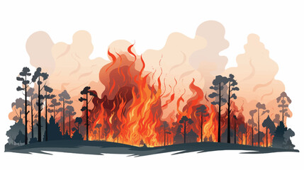 Forest fire illustration vector - obrazy, fototapety, plakaty