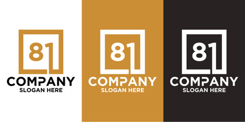 LOGO INITIAL NUMBERS 8 1 SQUARE COMBINATION
