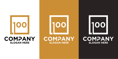 LOGO INITIAL NUMBERS 1 0 0 SQUARE COMBINATION