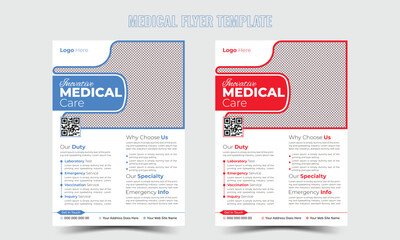 Corporate healthcare and medical cove a4 flyer design template for print