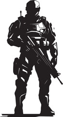 Fototapeta na wymiar NanoStrike Vector Soldier Logo TechTroop Futuristic Vector Icon