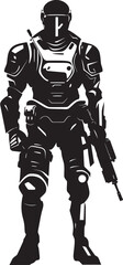 QuantumGuard Futuristic Weapon Logo TechBlade Vector Soldier Icon