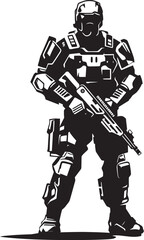 Fototapeta premium TechBlade Vector Soldier Icon PlasmaVanguard Weapon Symbol