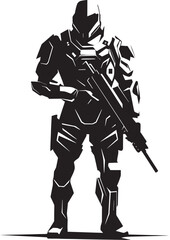 NanoWarrior Futuristic Vector Icon PlasmaSoldier Vector Weapon Symbol