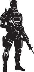 Fototapeta premium CyberGuard Vector Soldier Logo NanoWarrior Futuristic Vector Icon
