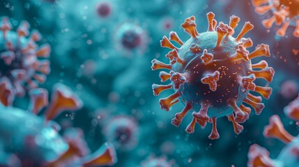 Fototapeta na wymiar Macro details virus bacteria diseases coronaviruses influenza as dangerous flu strain cases as a pandemic