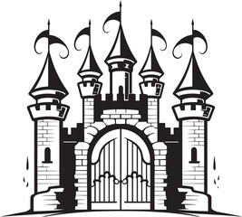 Fototapeta premium MedievalEntry Castle Gate Icon KingdomPortal Castle Gate Symbol