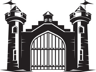 Obraz premium MedievalThreshold Gate Vector Icon KingdomEntrance Castle Gate Symbol