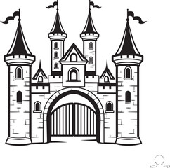 Obraz premium KingdomPortal Castle Gate Symbol RoyalGateway Castle Gate Emblem