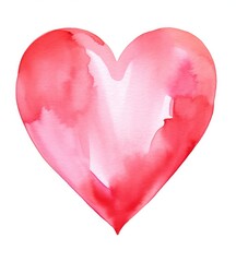 Fototapeta premium A Vivid Watercolor Heart on Pure White - Generative AI