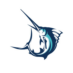 Marlin Fishing logo design template illustration vector