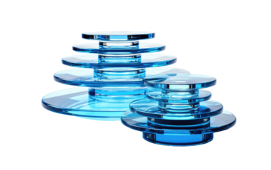 Create Limitless Structures with these Stackable Transparent Construction Discs on a White or Clear Surface PNG Transparent Background