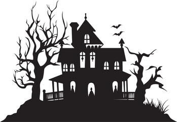Phantom Estate Spooky Symbol Ghostly Abode Haunted House Emblem