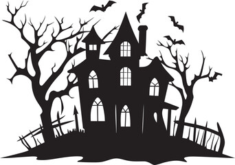 Fototapeta na wymiar Ghostly Abode Haunted House Emblem Eerie Manor Vector House Logo