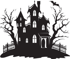 Eerie Manor Vector House Logo Spectral Dwelling House Icon Design