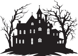 Fototapeta na wymiar PhantomDwell Spooky House Emblem EerieManor Vector Haunted Logo