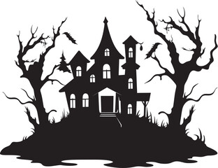 SpecterManor Haunted House Emblem GhoulHaven Vector House Logo