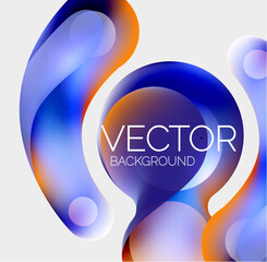 Beautiful flowing round shapes and circles abstract background. Liquid color bubble composition