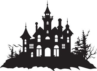 Fototapeta premium PhantomDwelling Spooky Symbol SpecterManor Haunted House Emblem