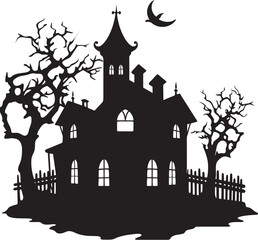 GhoulHaven Vector House Logo EerieEstate House Icon Design