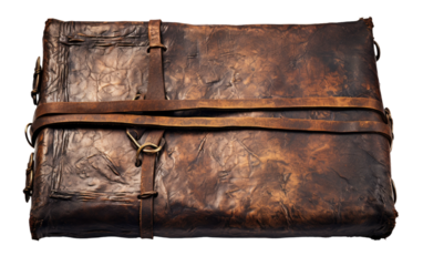 Chronicle Your Adventures in the Classic Elegance of Worn Leather Journal on a White or Clear Surface PNG Transparent Background
