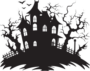 SpecterManor Haunted House Emblem GhoulHaven Vector House Logo