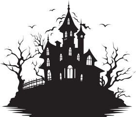 Obraz premium GhoulHaven Vector House Logo EerieEstate House Icon Design