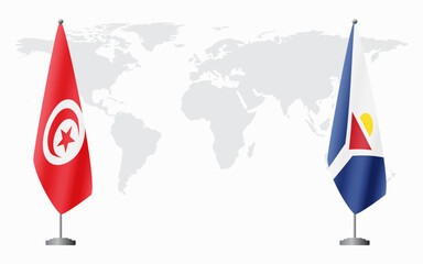 Tunisia and Saint Martin flags for official meeting