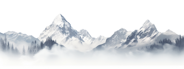 Picturesque landscape with majestic mountain peaks, cut out