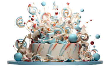 Cake Topper for a Playful and Charming Touch to Your Celebration on a White or Clear Surface PNG Transparent Background