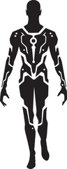 Fototapeta na wymiar TechFrame Humanoid Bot Icon MetalMind Advanced Android Symbol