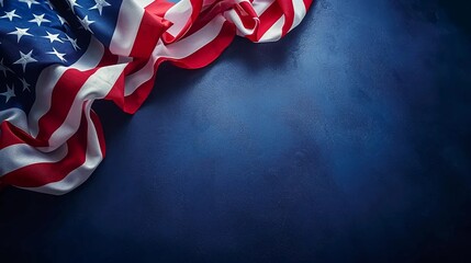 America flag on blue background, US presidential election - obrazy, fototapety, plakaty