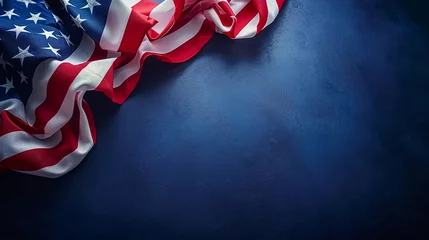 Fototapeten America flag on blue background, US presidential election © PhotoHunter