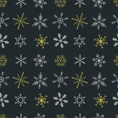 Seamless pattern with snowflakes. Modern winter background. Vector illustration