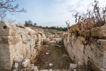 Scenic views from Uzuncaburç, is an archaeological site in Mersin Province, Turkey, containing the...