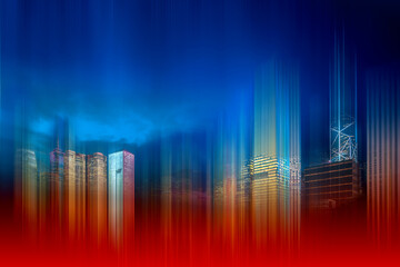Abstract city in vertical motion blur background - 707022243