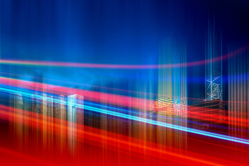 Abstract city in vertical motion blur background - 707022257