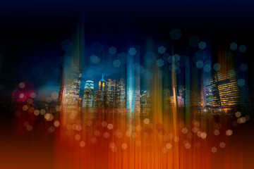 Fototapeta premium Abstract city in vertical motion blur background