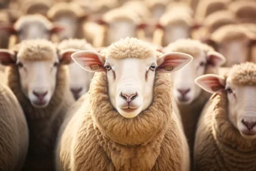 Keuken spatwand met foto A flock of sheep grazing in the plains. © ORG
