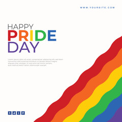 Vector happy pride month lgbtq, lgbt, gay, wishes or greeting social media wishing post or banner template design with rainbow flag waves vector illustration 
