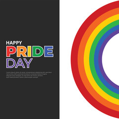 Vector happy pride month lgbtq, gay, wishes or greeting social media wishing post or banner template design with rainbow flag circle vector illustration