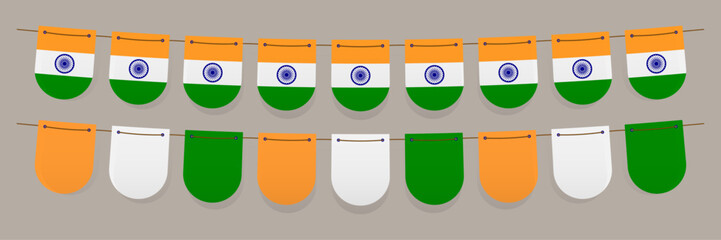 indian tricolor paper bunting flag set background. Indian national festival events celebration conceptual design.