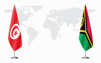 Tunisia and Vanuatu flags for official meeting