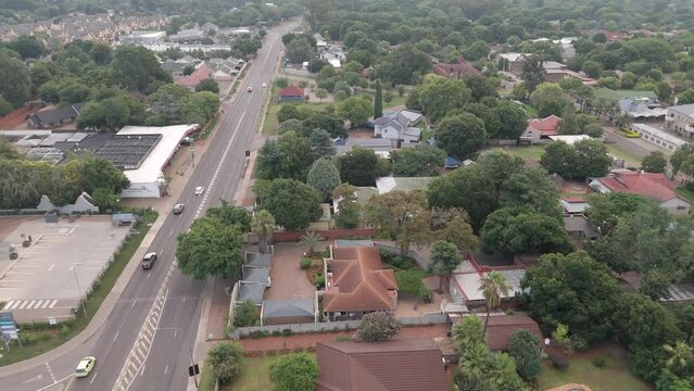 Bird's eye view of the main road along the residential area of Centurion, South Africa.