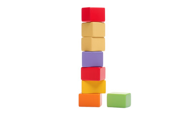 Colorful Balancing Blocks, Achieving Perfect Harmony in Playful Stacks on a White or Clear Surface PNG Transparent Background