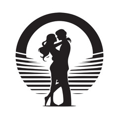 Loving Kiss Harmony: Silhouette of a Couple in Love for Blissful Stock - Valentine Vector, Couple Vector Stock
