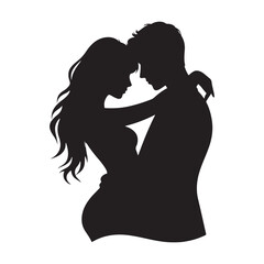 Eternal Affection Shadows: Silhouette of a Couple in Love for Romantic Stock - Valentine Vector, Couple Vector Stock
