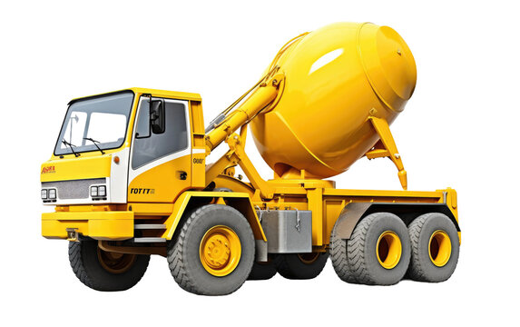 Yellow Concrete Mixer as the Catalyst for Efficient Building Operations on a White or Clear Surface PNG Transparent Background