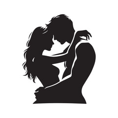 Sweet Serenade Harmony: Valentine Couple Silhouette Creating Magic for Stock Photos - Valentine Vector, Couple Vector Stock
