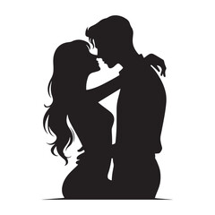 Celestial Affection: Valentine Couple Silhouette, Perfect for Stock Photos - Valentine Vector, Couple Vector Stock

